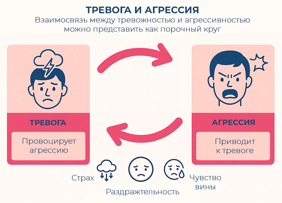 чрезмерная-агрессивность-нередко-сочетается-с-нарушенной-эмоциональной-регуляцией-например-с-аномально-высоким-или-напротив-слишком-низким-уровнем-тревожности связь-тревоги-и-агрессии